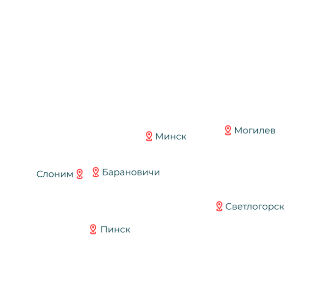 Карта мест работы по РБ